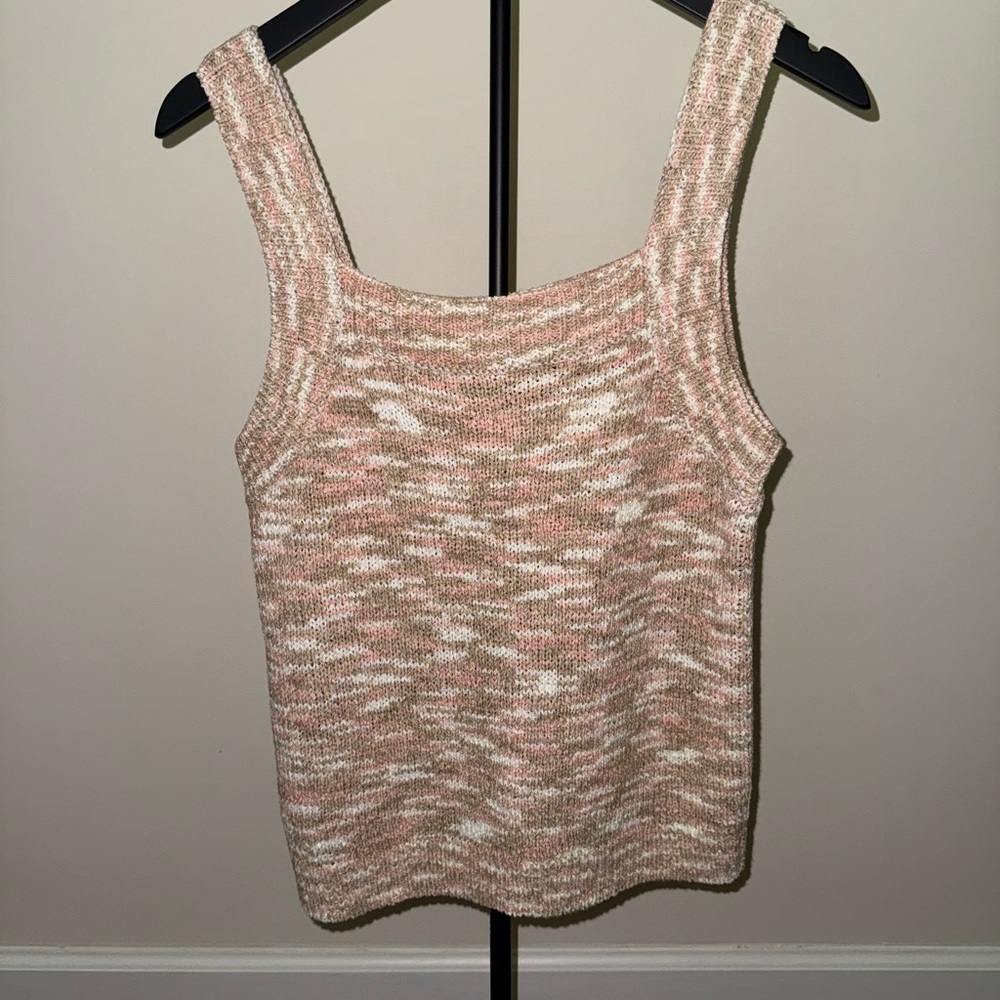 Women’s Ann Taylor Pink, Cream, Light Brown Knit Tank Top